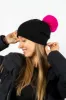 SPECIAL - Brooklyn Beanie Black/Hot Pink Faux Fur Pom - FINAL SALE sold by HAUTE SHORE