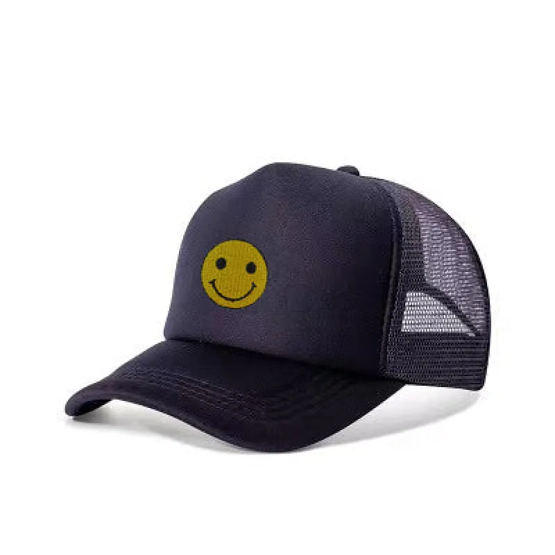 SPECIAL - Black/Smiley Face Trucker Hat - FINAL SALE sold by HAUTE SHORE