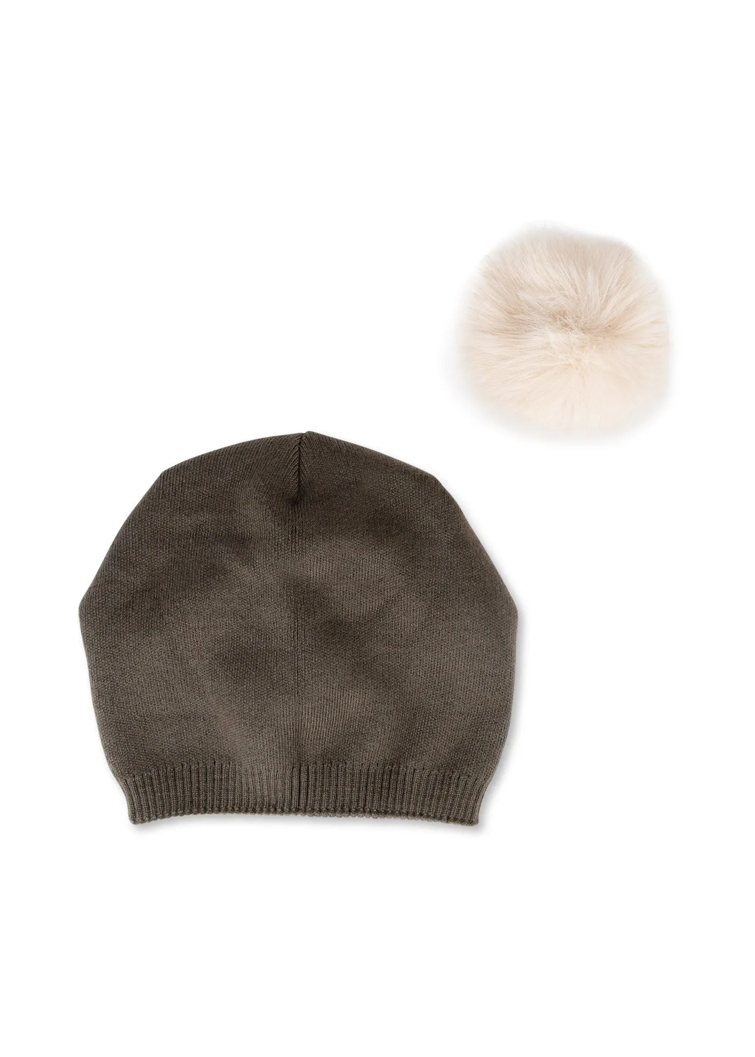 Brooklyn Beanie Army/Beige Faux Fur Pom sold by HAUTE SHORE product image thumbnail 4