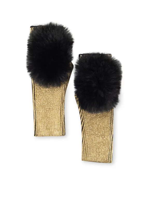 SPECIAL - Metallic Gold Fluff Fingerless Glove - FINAL SALE sold by HAUTE SHORE
