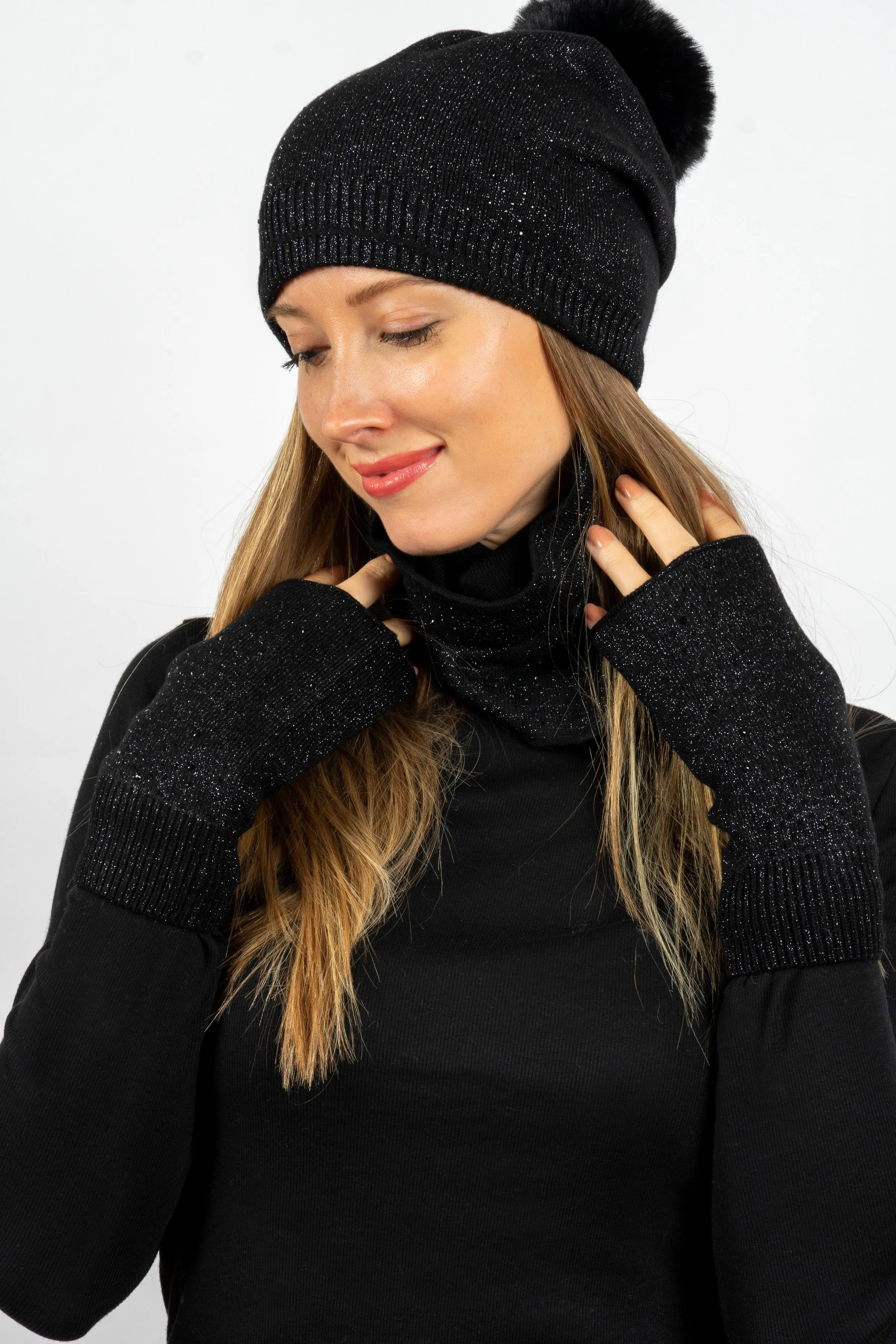 Twinkle Lurex Beanie Black - FINAL SALE sold by HAUTE SHORE