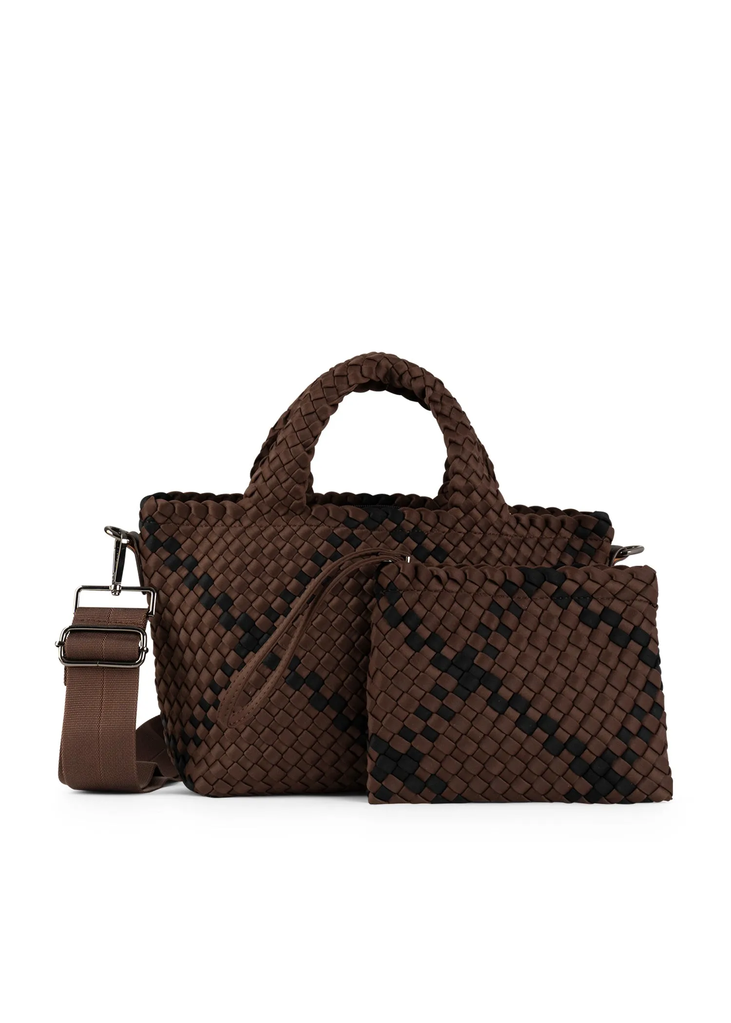 Mark Espresso Woven Mini Tote sold by HAUTE SHORE