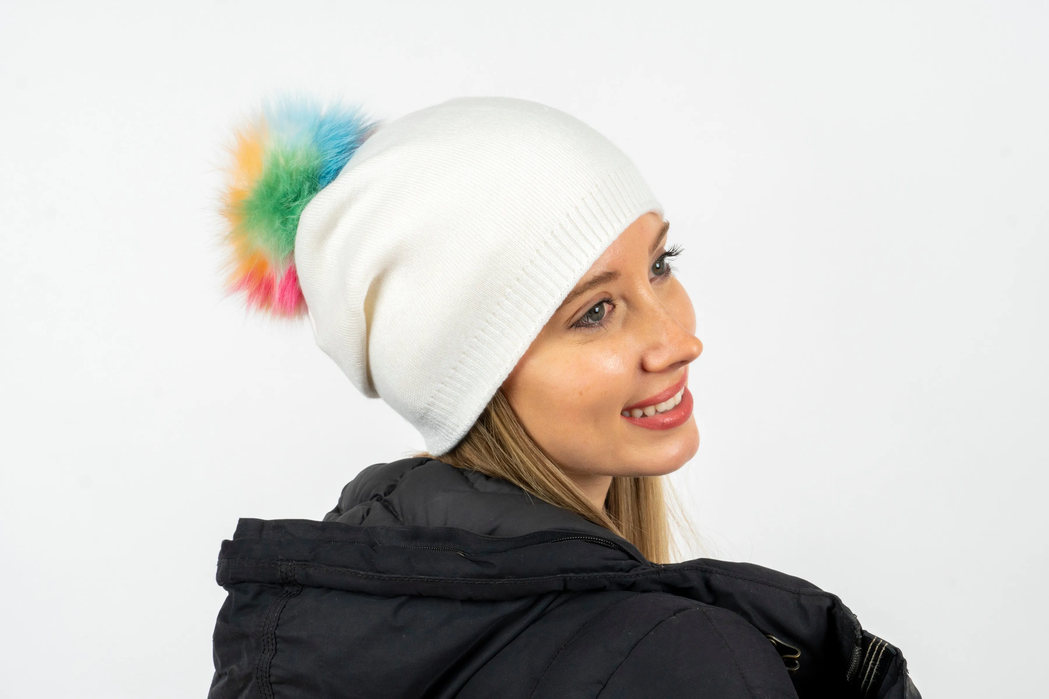 Brooklyn Beanie White Multi Fox sold by HAUTE SHORE product image thumbnail 5