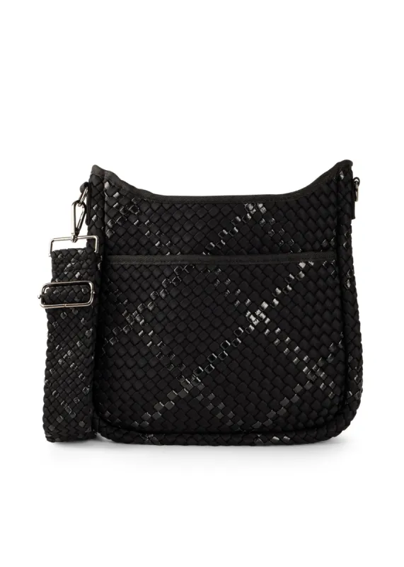 Blake Noir Woven Crossbody Bag sold by HAUTE SHORE
