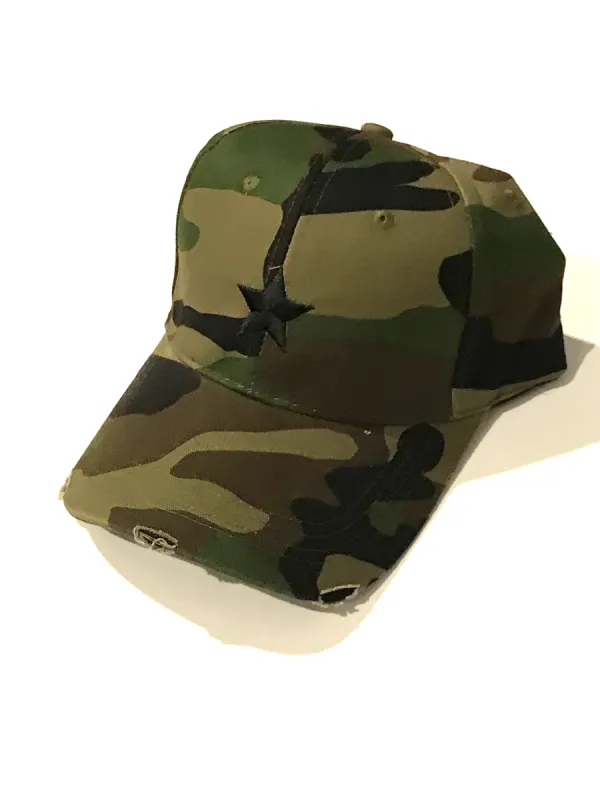Green Camo/Black Star Boardwalk Baseball Cap sold by HAUTE SHORE