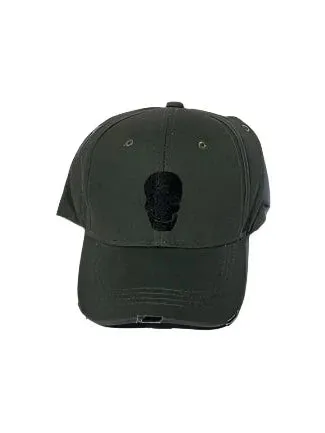 Olive/Black Skull Boardwalk Baseball Cap sold by HAUTE SHORE