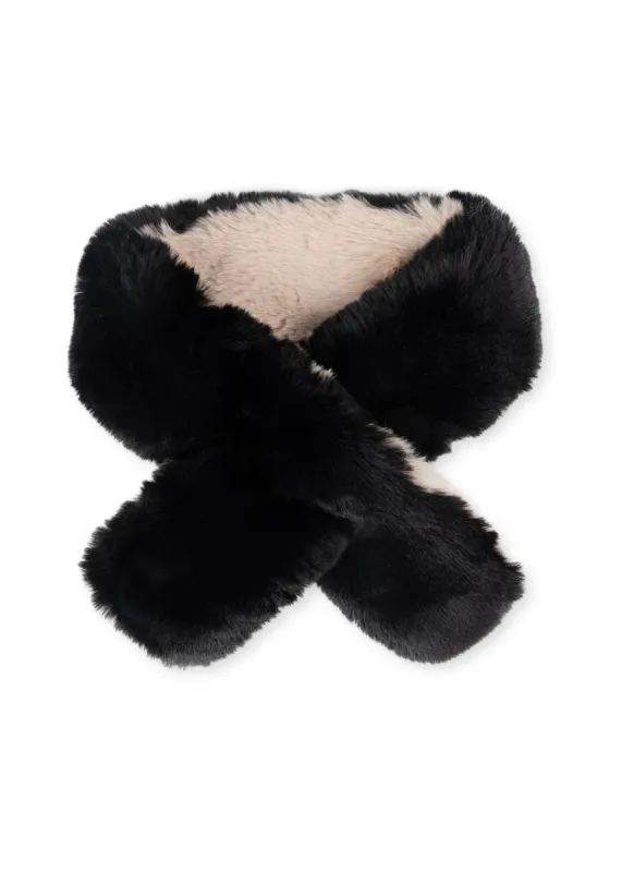 Whistler Scarf Faux Fur Black/Beige - FINAL SALE sold by HAUTE SHORE
