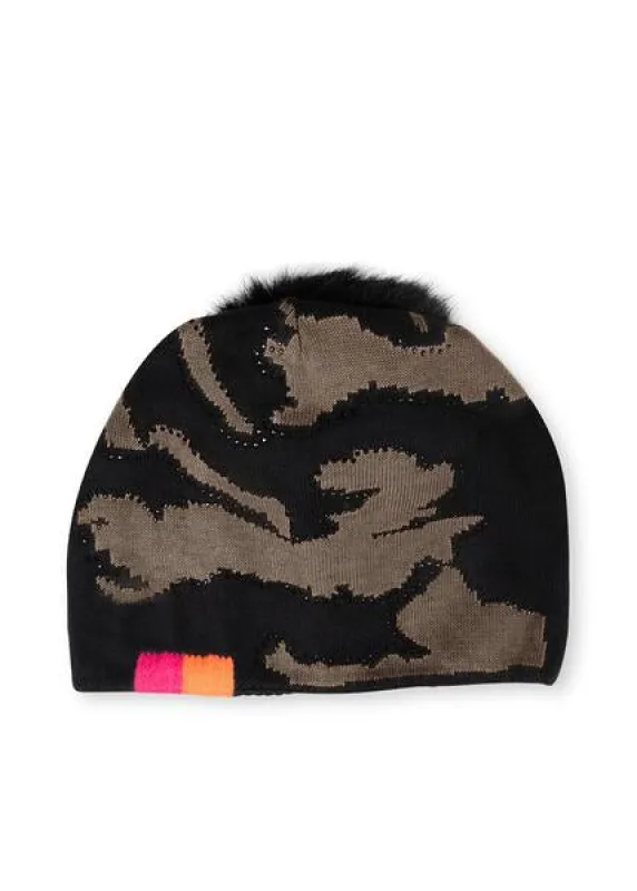 Black/Army Camo Beanie Special Pink/Orange Thread- FINAL SALE sold by HAUTE SHORE