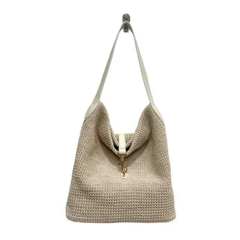 Sandy Beige Raffia Shoulder Bag sold by HAUTE SHORE