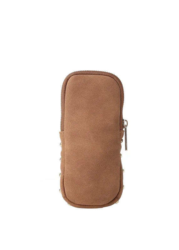 Ev Saddle Studded Suede Glasses Case made by HAUTE SHORE