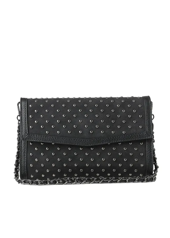 Beth Black Studded Clutch sold by HAUTE SHORE