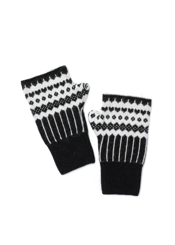Fair Isle Fingerless Glove Black sold by HAUTE SHORE