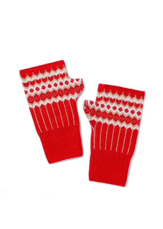 Fair Isle Fingerless Glove Red sold by HAUTE SHORE