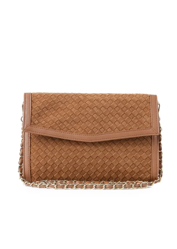Beth Saddle Woven Clutch sold by HAUTE SHORE