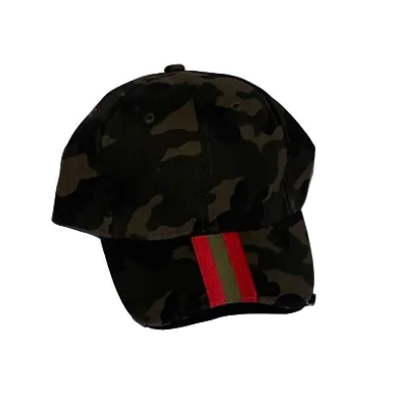Green Camo Red/Olive/Red Stripe Boardwalk Baseball Cap - SPECIAL FINAL SALE sold by HAUTE SHORE