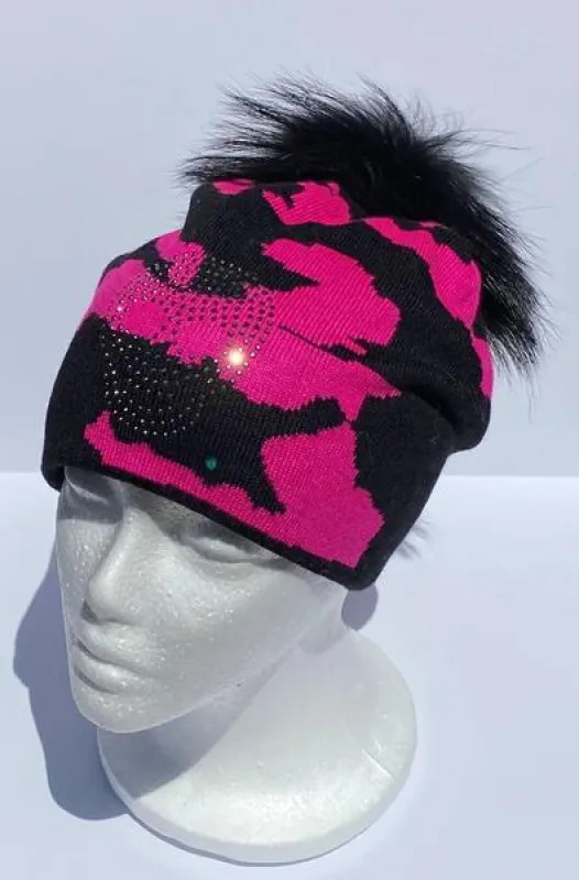 Hot Pink Camo Skull Beanie - FINAL SALE sold by HAUTE SHORE