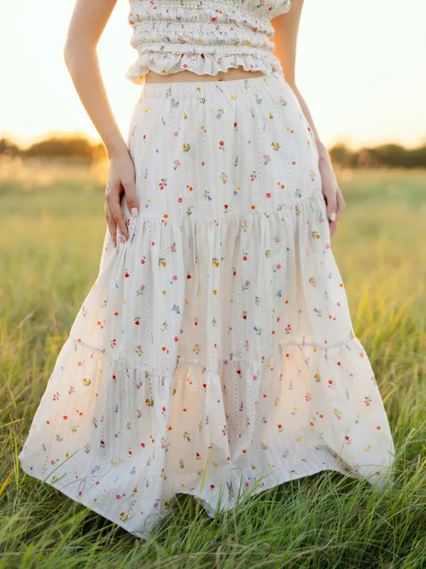 Flowy Tiered Eyelet Skirt sold by Kitty & Vibe