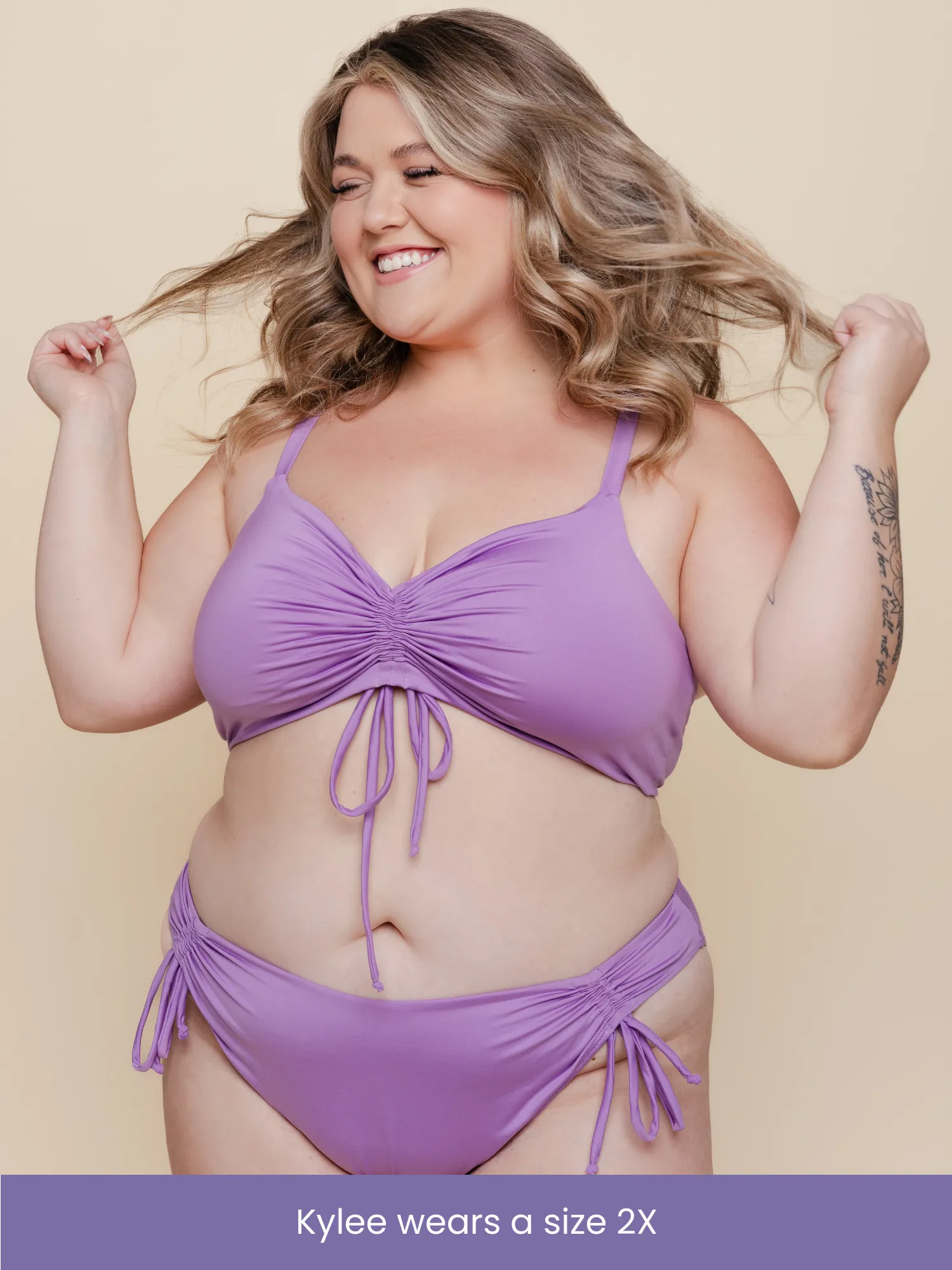 Ruched Tie Top in Lilac sold by Kitty & Vibe product image thumbnail 4