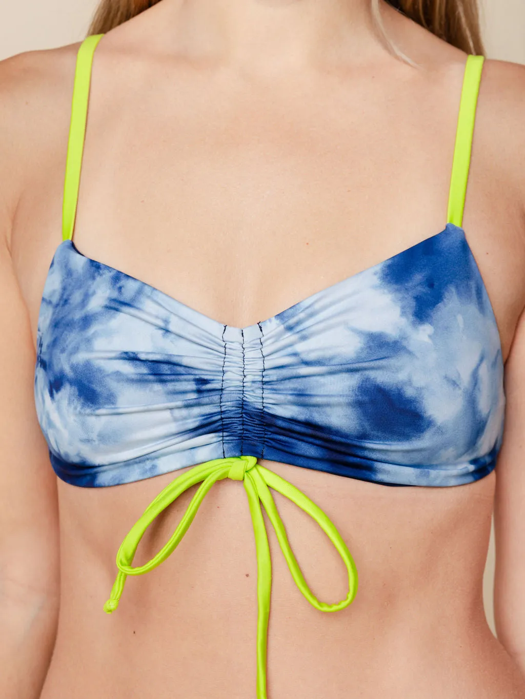 Ruched Tie Top in Laguna sold by Kitty & Vibe