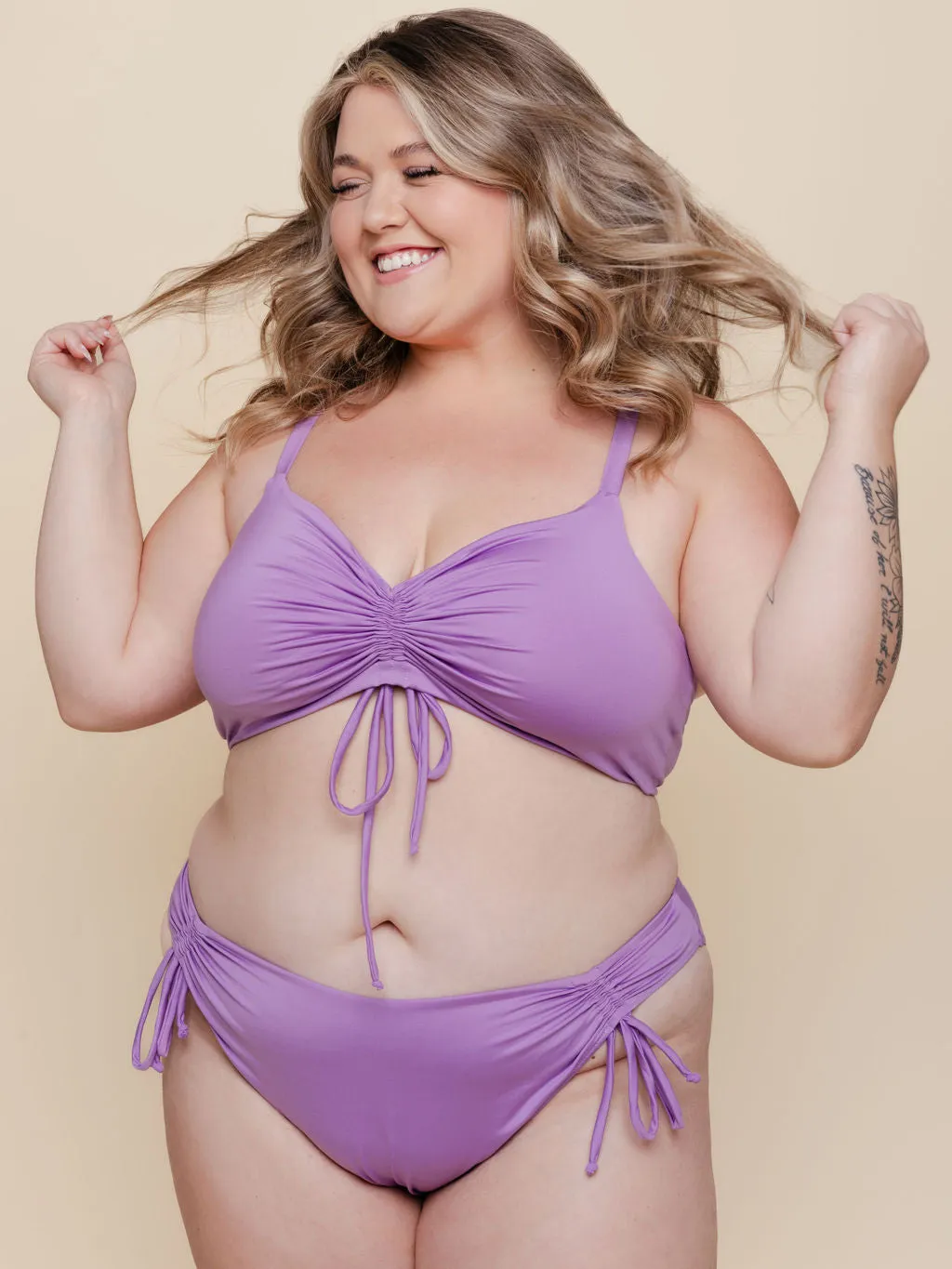 Ruched Tie Bottoms in Lilac sold by Kitty & Vibe product image thumbnail 3