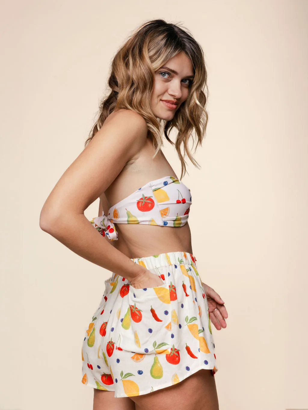 Linen Blend Cover Up Shorts in Paloma sold by Kitty & Vibe product image thumbnail 2