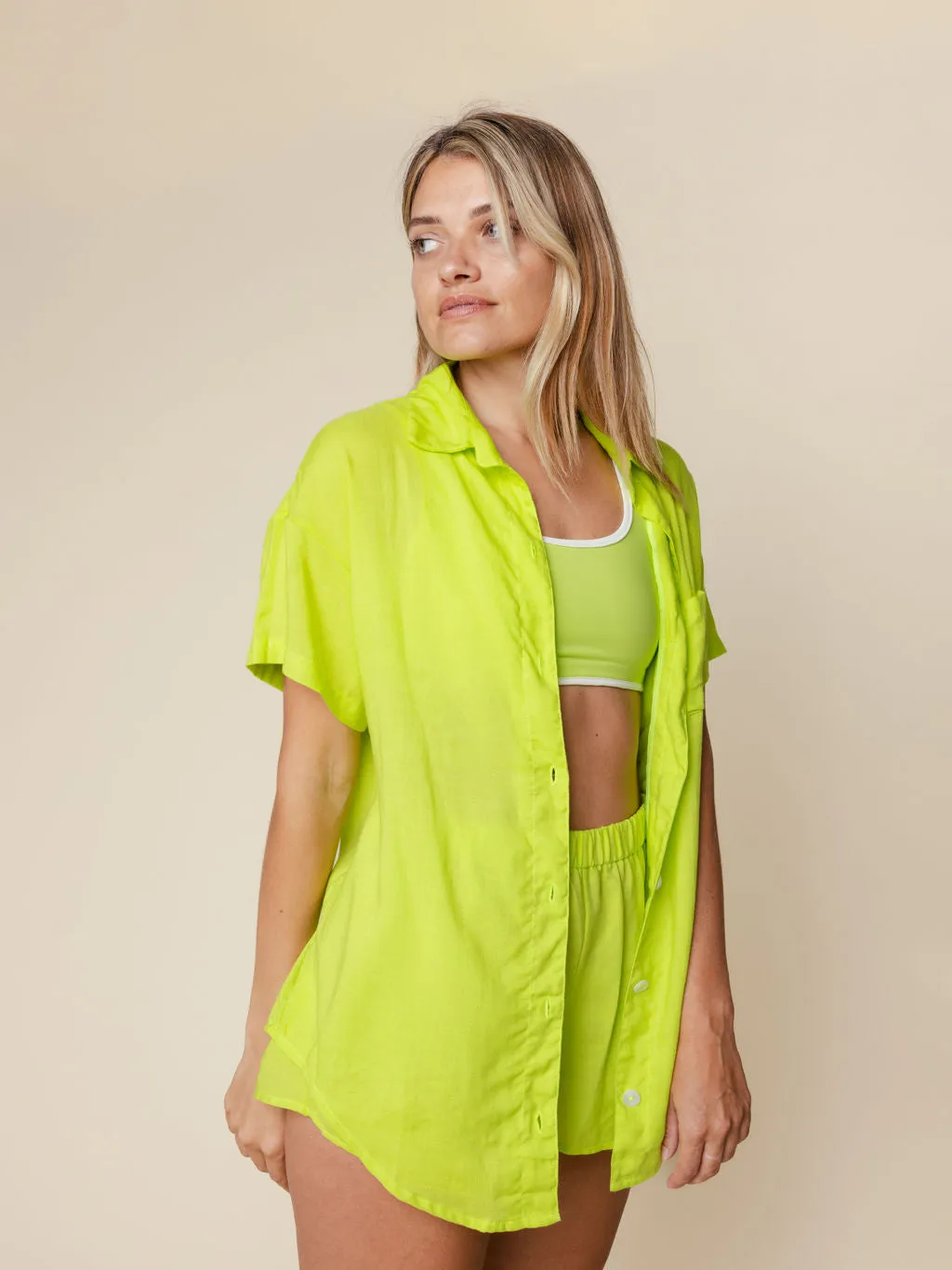 Linen Blend Cover Up Shirt in Zuma sold by Kitty & Vibe product image thumbnail 2