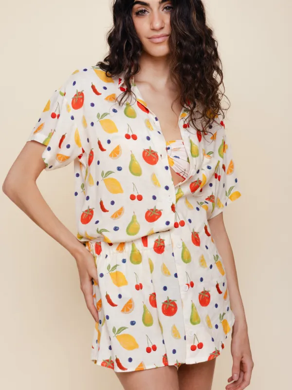 Linen Blend Cover Up Shirt in Paloma sold by Kitty & Vibe