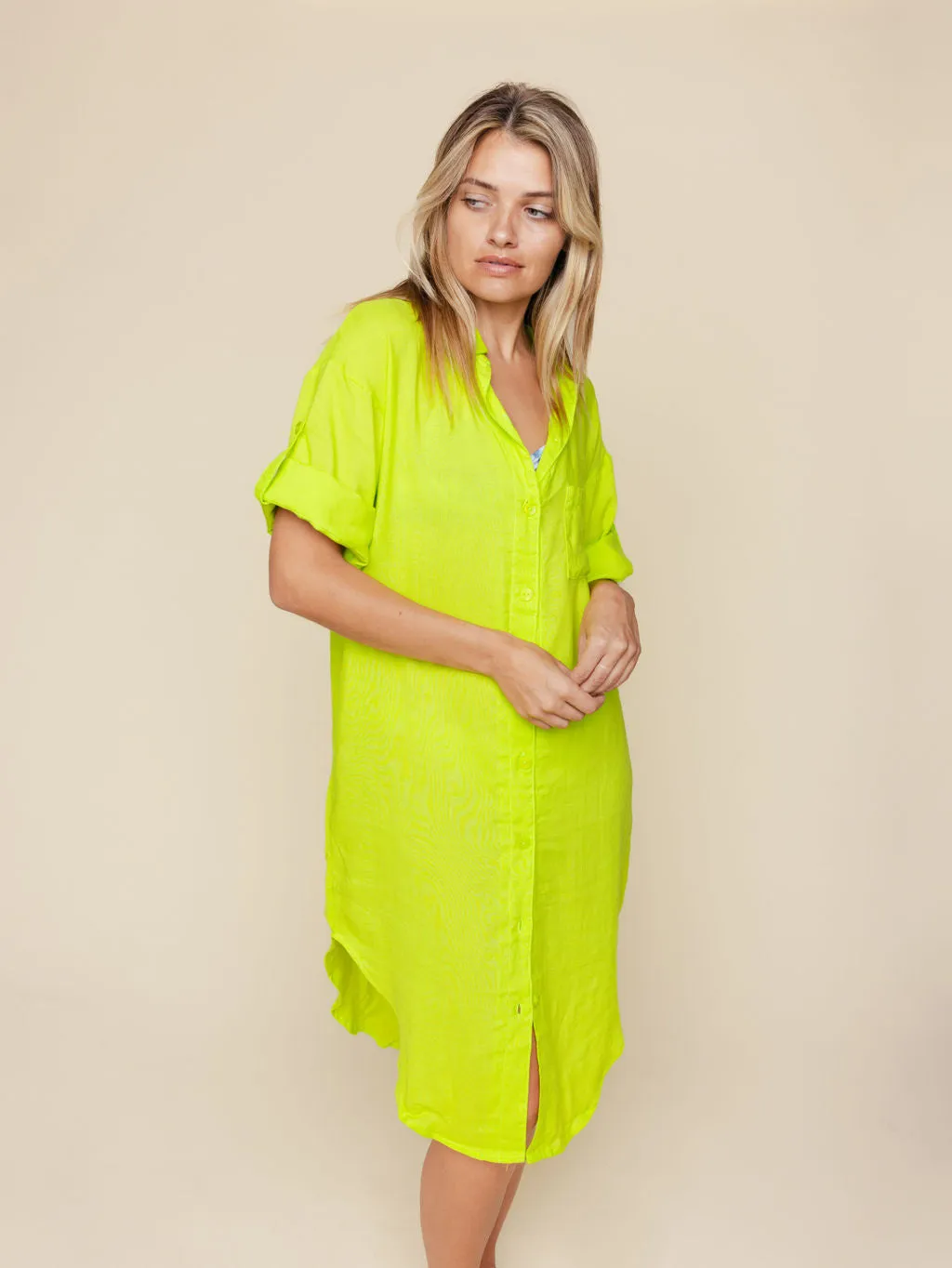 Linen Blend Cover Up Dress in Zuma sold by Kitty & Vibe