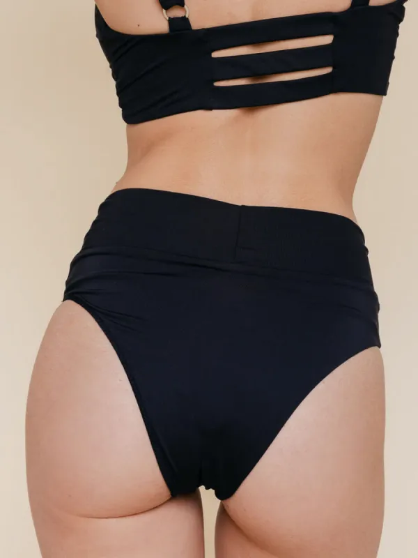 High Hip Crossover Bottoms in Black sold by Kitty & Vibe