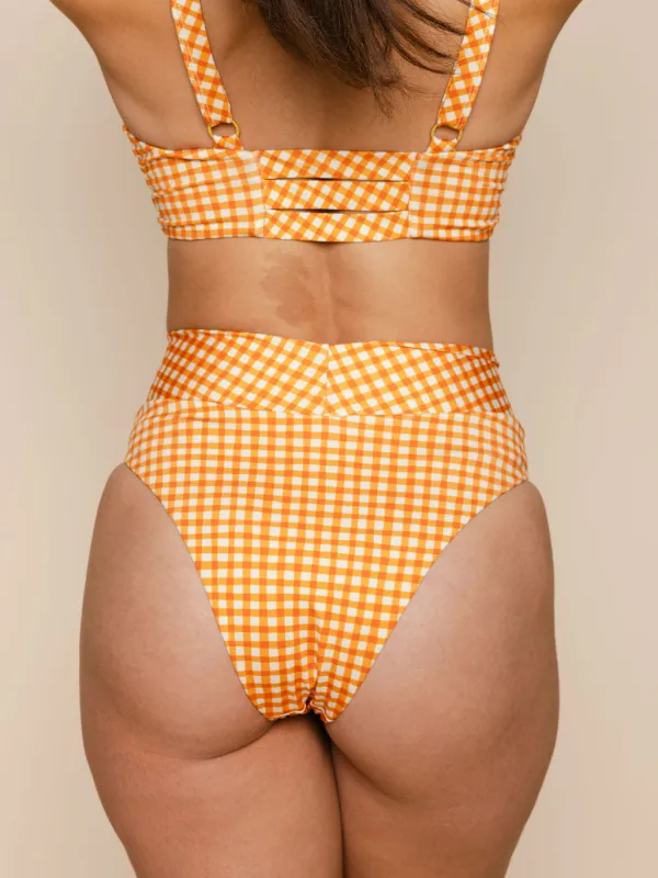 High Hip Crossover Bottoms in Clementine sold by Kitty & Vibe