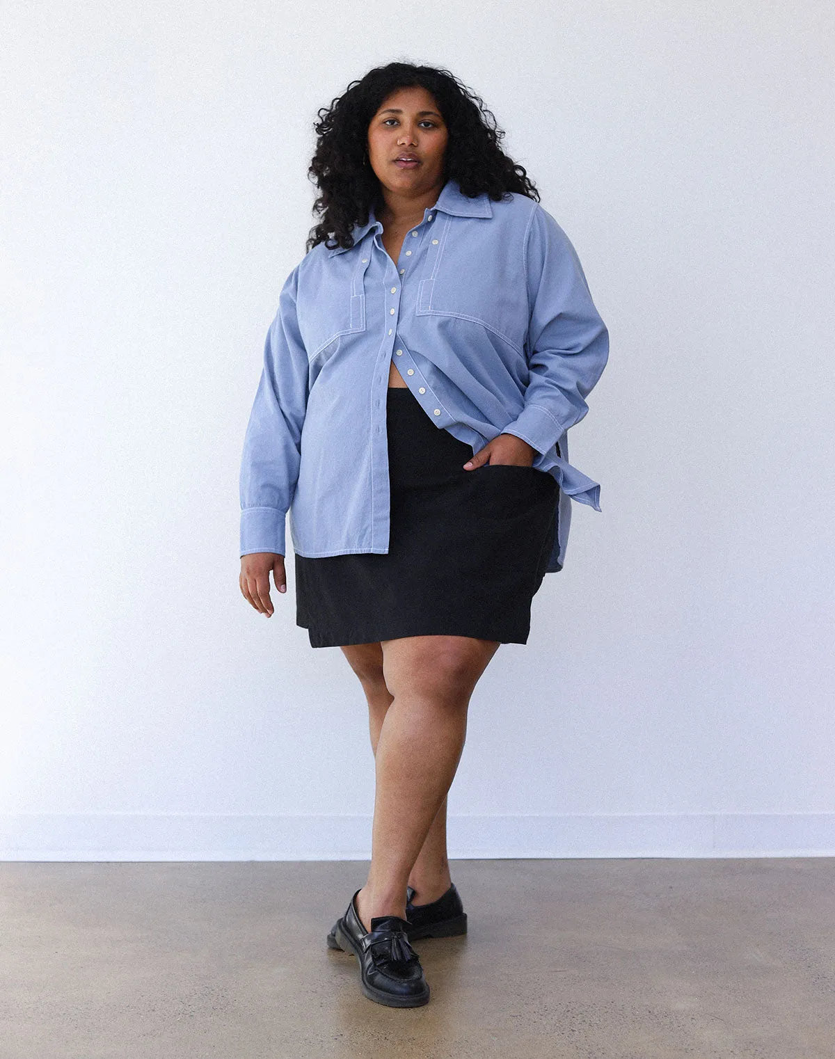 Collared Shirt in Pebble Blue sold by Kitty & Vibe product image thumbnail 4