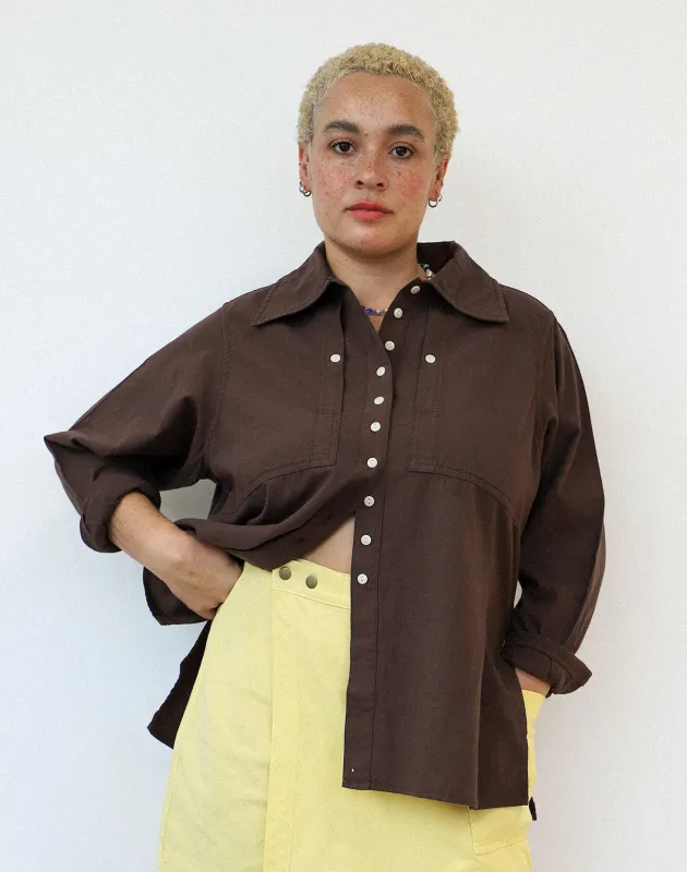 Collared Shirt in Chocolate sold by Kitty & Vibe