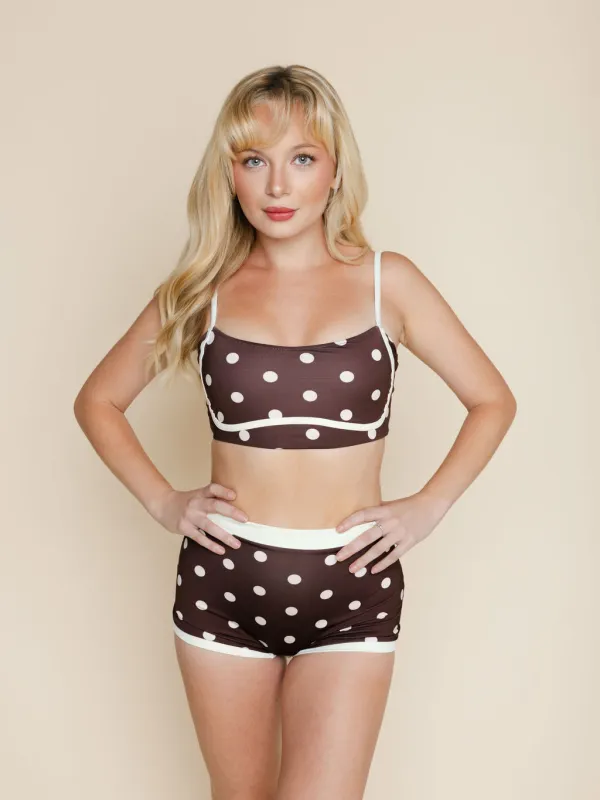 Bandeau With Piping Top in Brandy sold by Kitty & Vibe