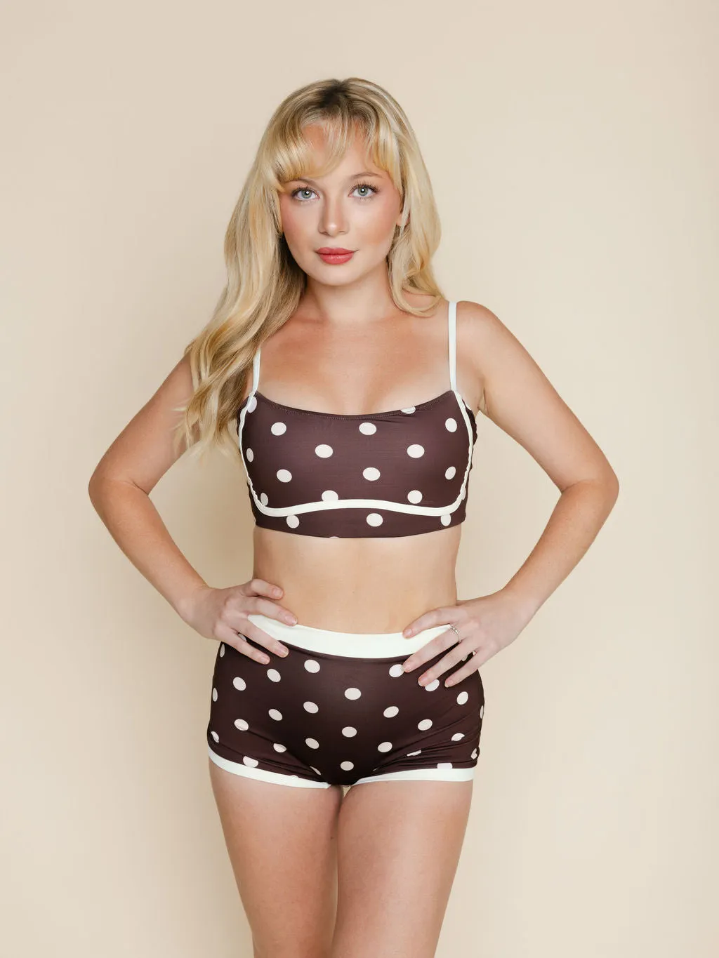 Bandeau With Piping Top in Brandy sold by Kitty & Vibe