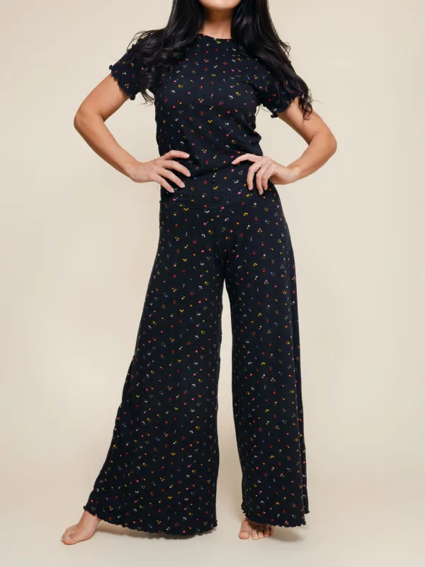 Bamboo Wide Leg Pajama Pants in Matilda sold by Kitty & Vibe