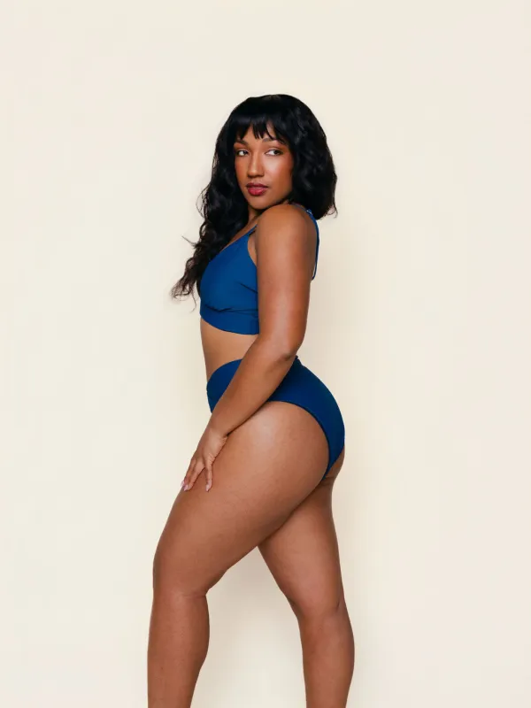 High Hip Crossover Bottoms in Navy Waffle made by Kitty & Vibe