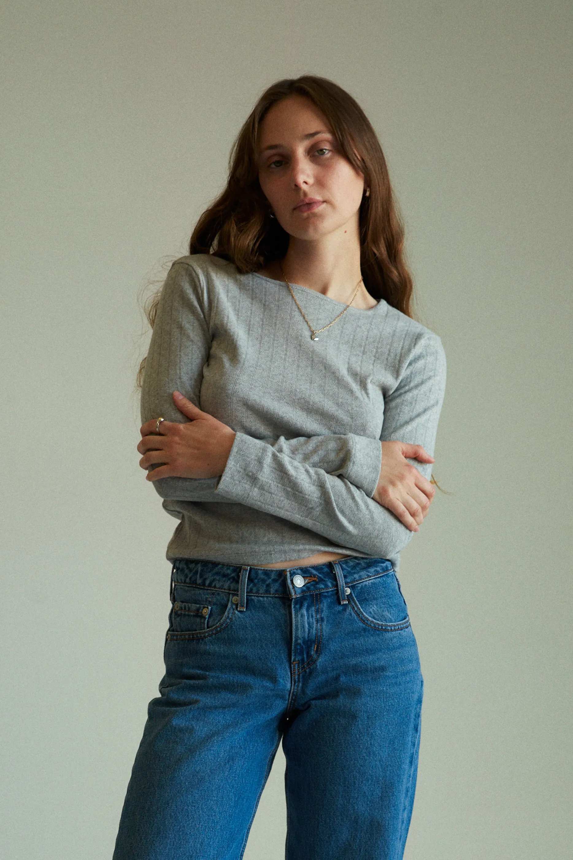 Heather Pointelle Long Sleeve sold by LA RELAXED product image thumbnail 3