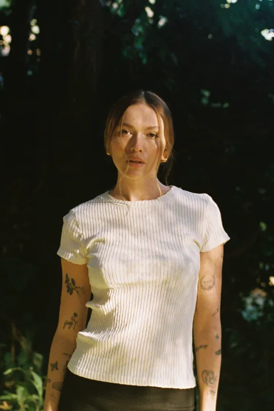 Pointelle Tee sold by LA RELAXED