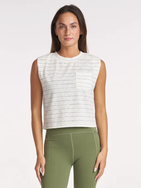 Stripe Pocket Tee made by Thrive Societe
