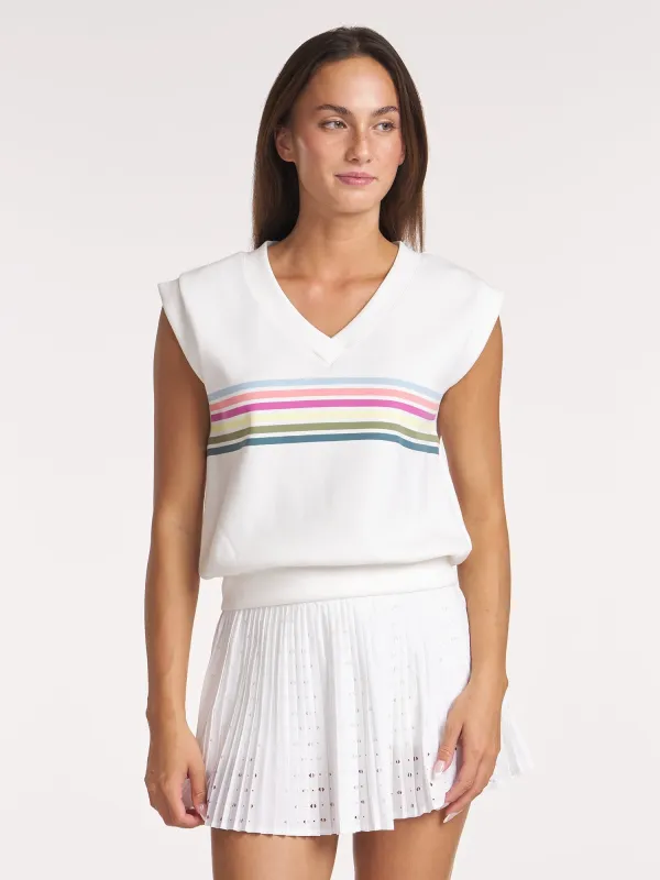 Stripe V-Neck Sleeveless Pullover sold by Thrive Societe