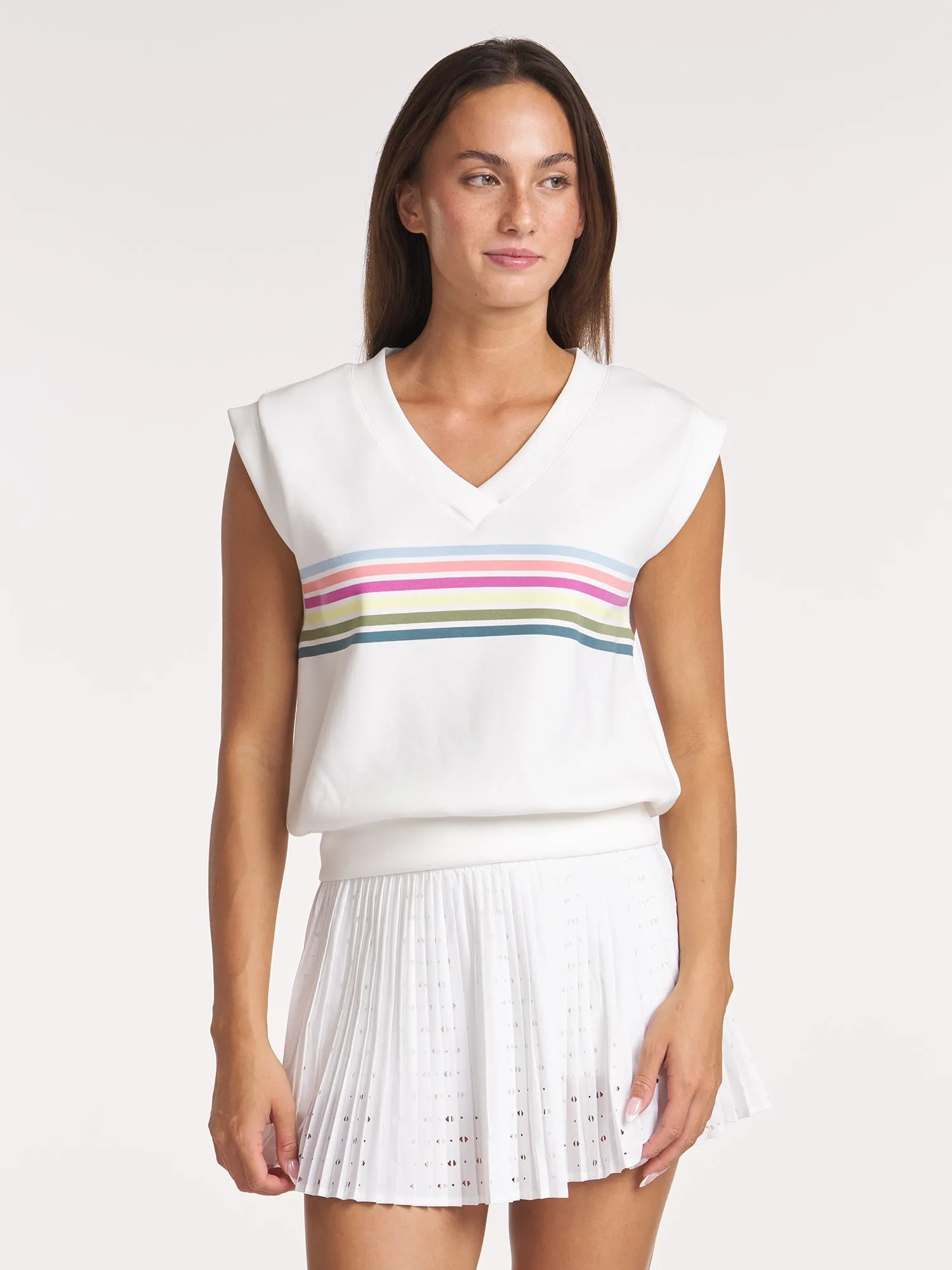 Stripe V-Neck Sleeveless Pullover sold by Thrive Societe