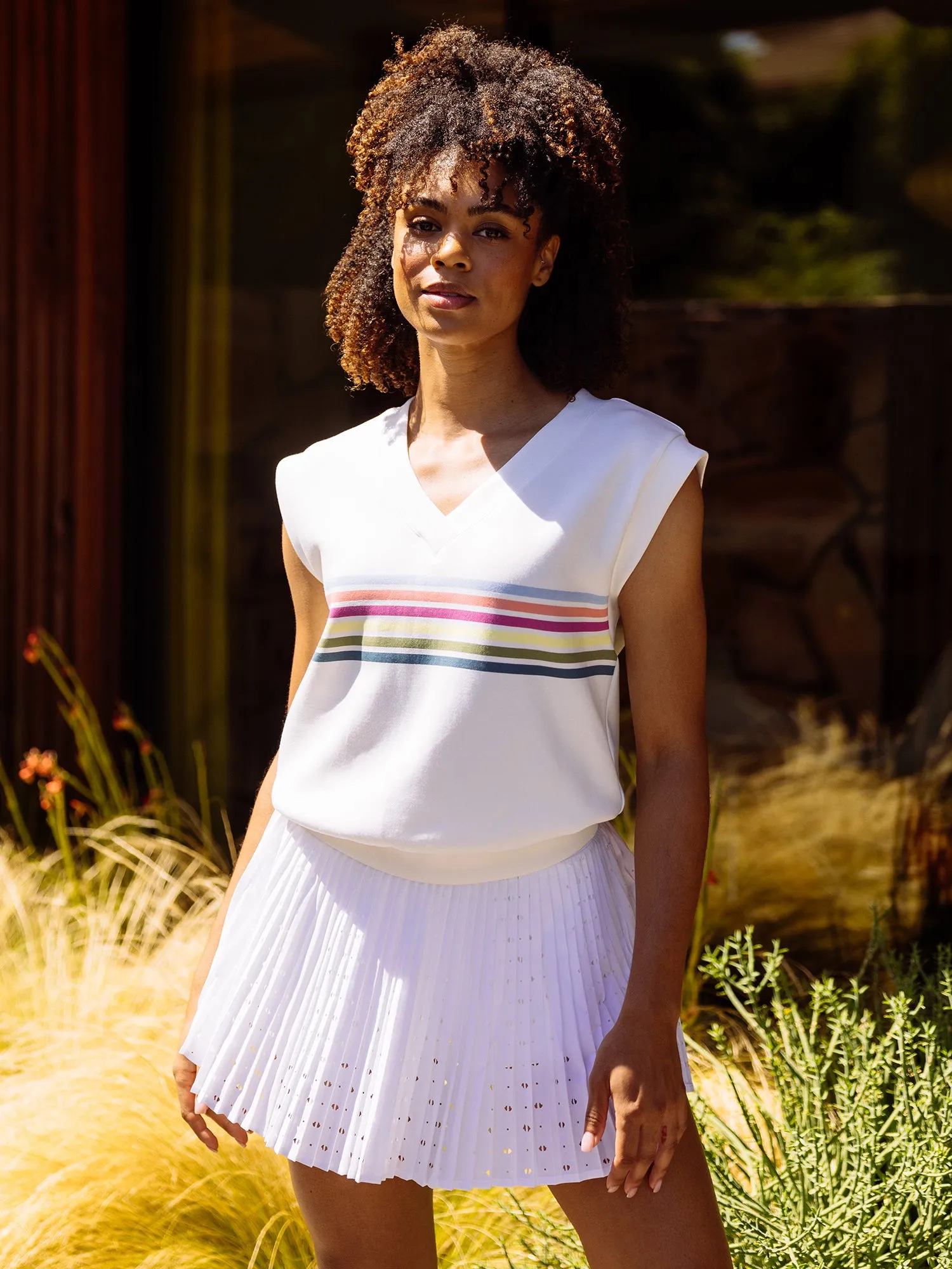 Stripe V-Neck Sleeveless Pullover sold by Thrive Societe product image thumbnail 2