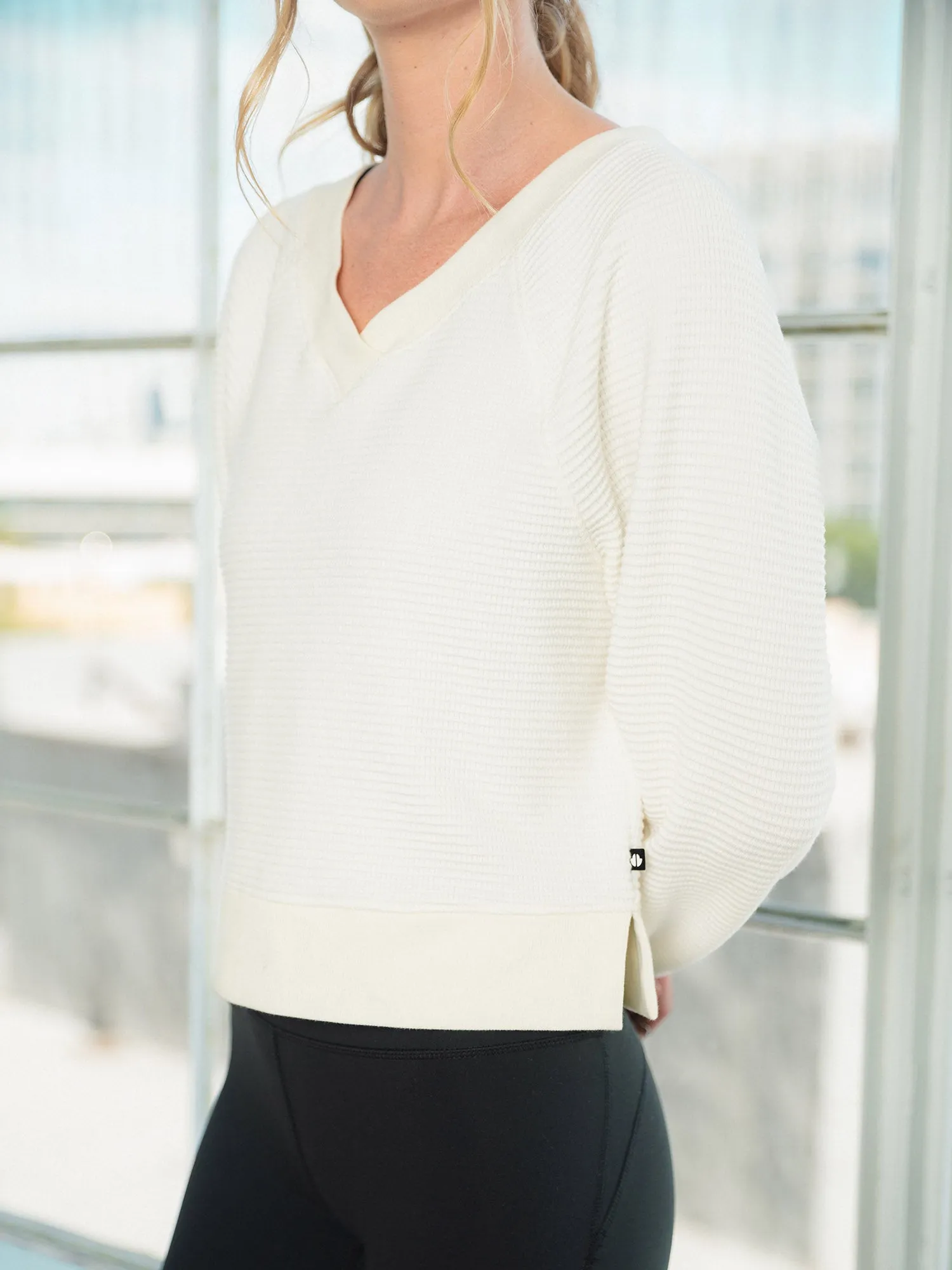 Double V-Neck Waffle Pullover sold by Thrive Societe product image thumbnail 4