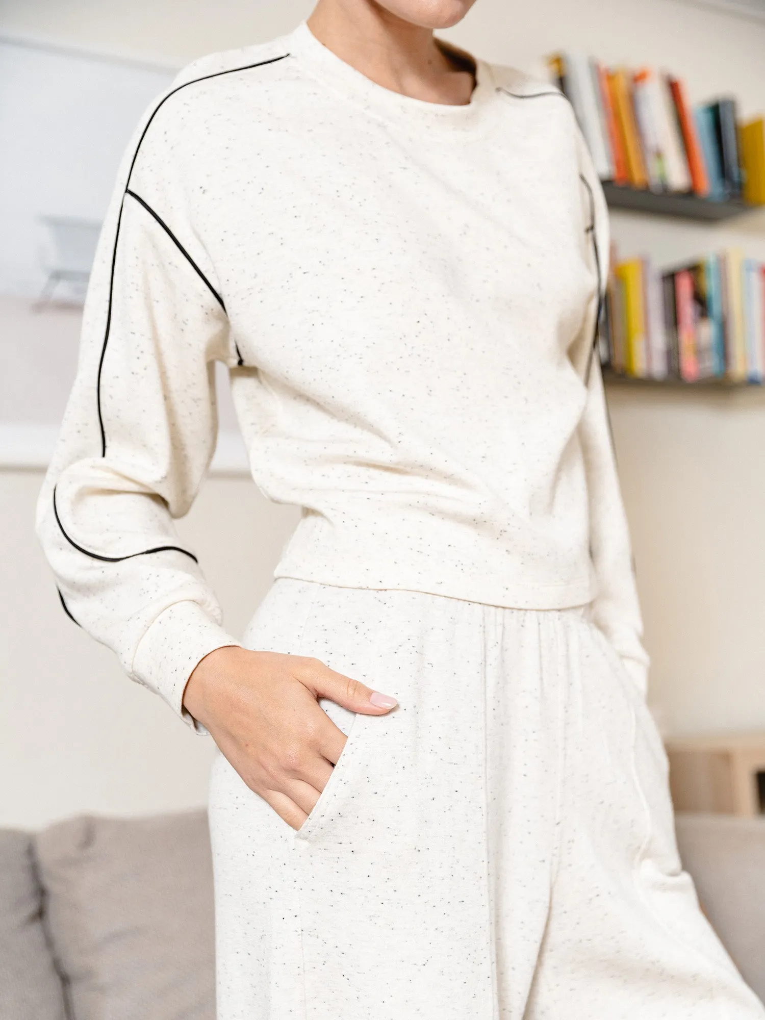 Crew Neck Pullover with Contrast Piping sold by Thrive Societe product image thumbnail 4