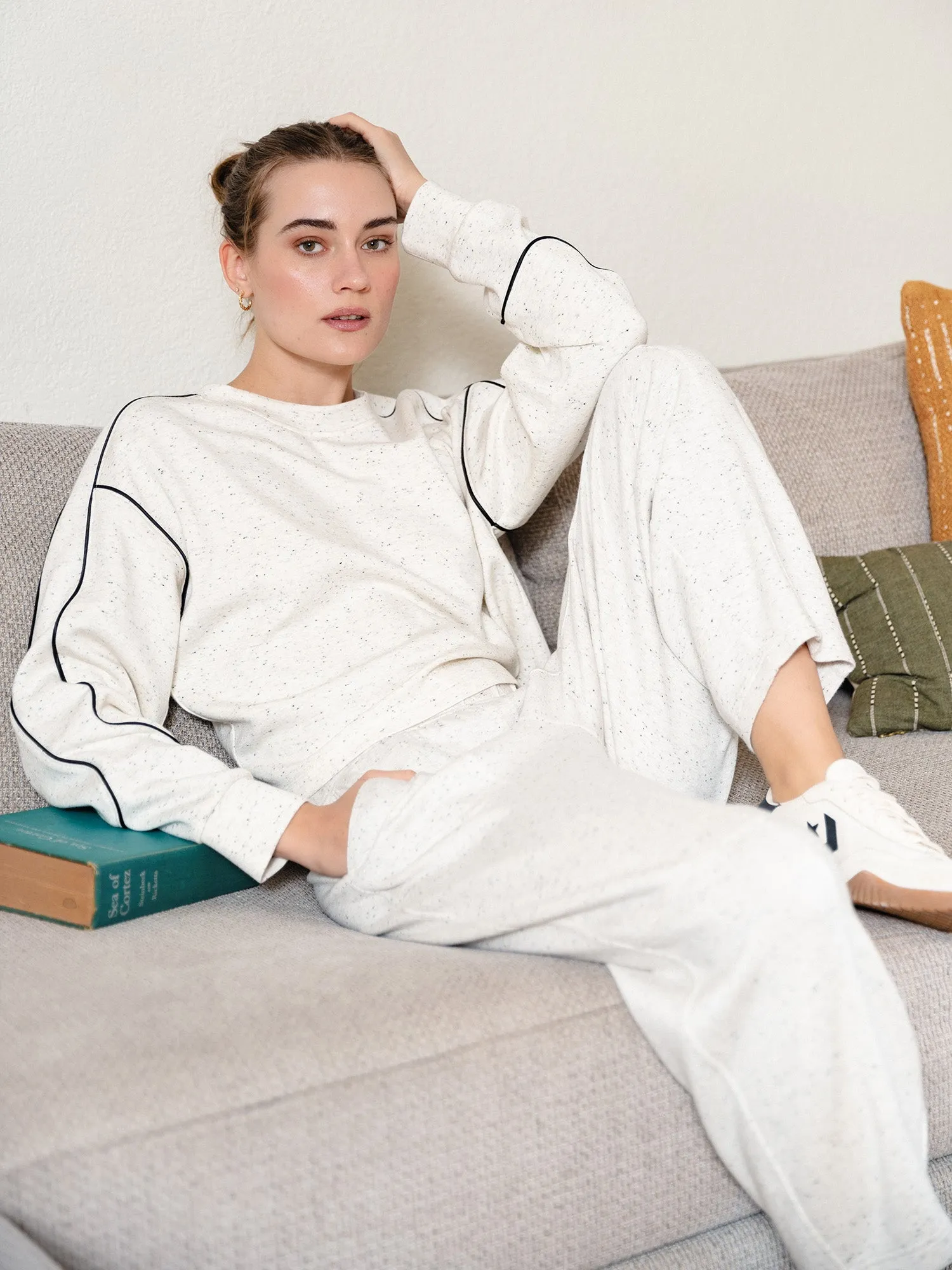 Crew Neck Pullover with Contrast Piping sold by Thrive Societe product image thumbnail 2