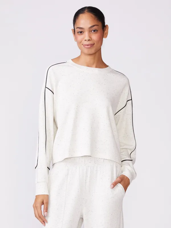 Crew Neck Pullover with Contrast Piping made by Thrive Societe
