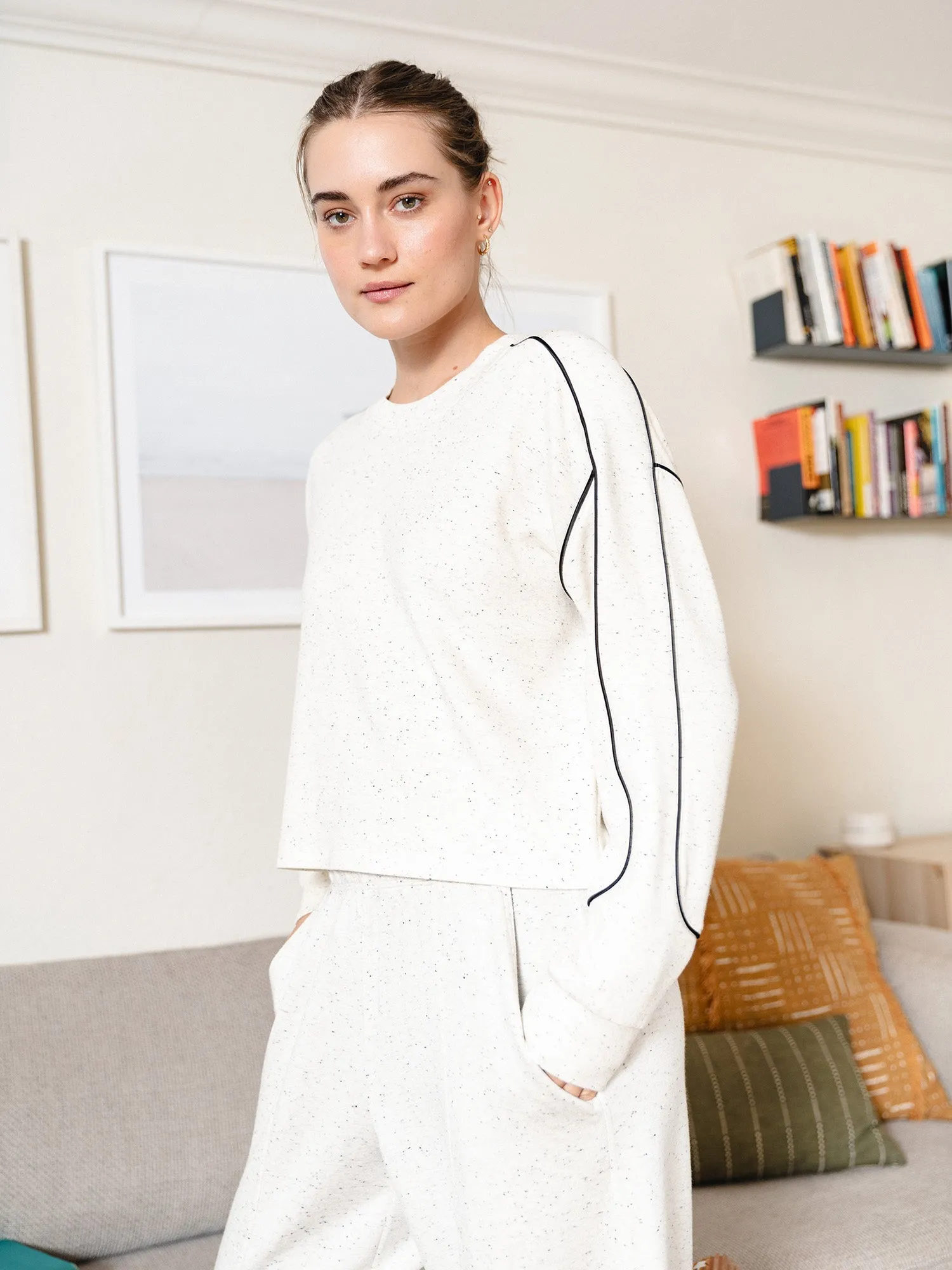 Crew Neck Pullover with Contrast Piping sold by Thrive Societe product image thumbnail 3