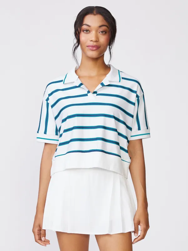 Stripe Polo Sweatshirt Top made by Thrive Societe