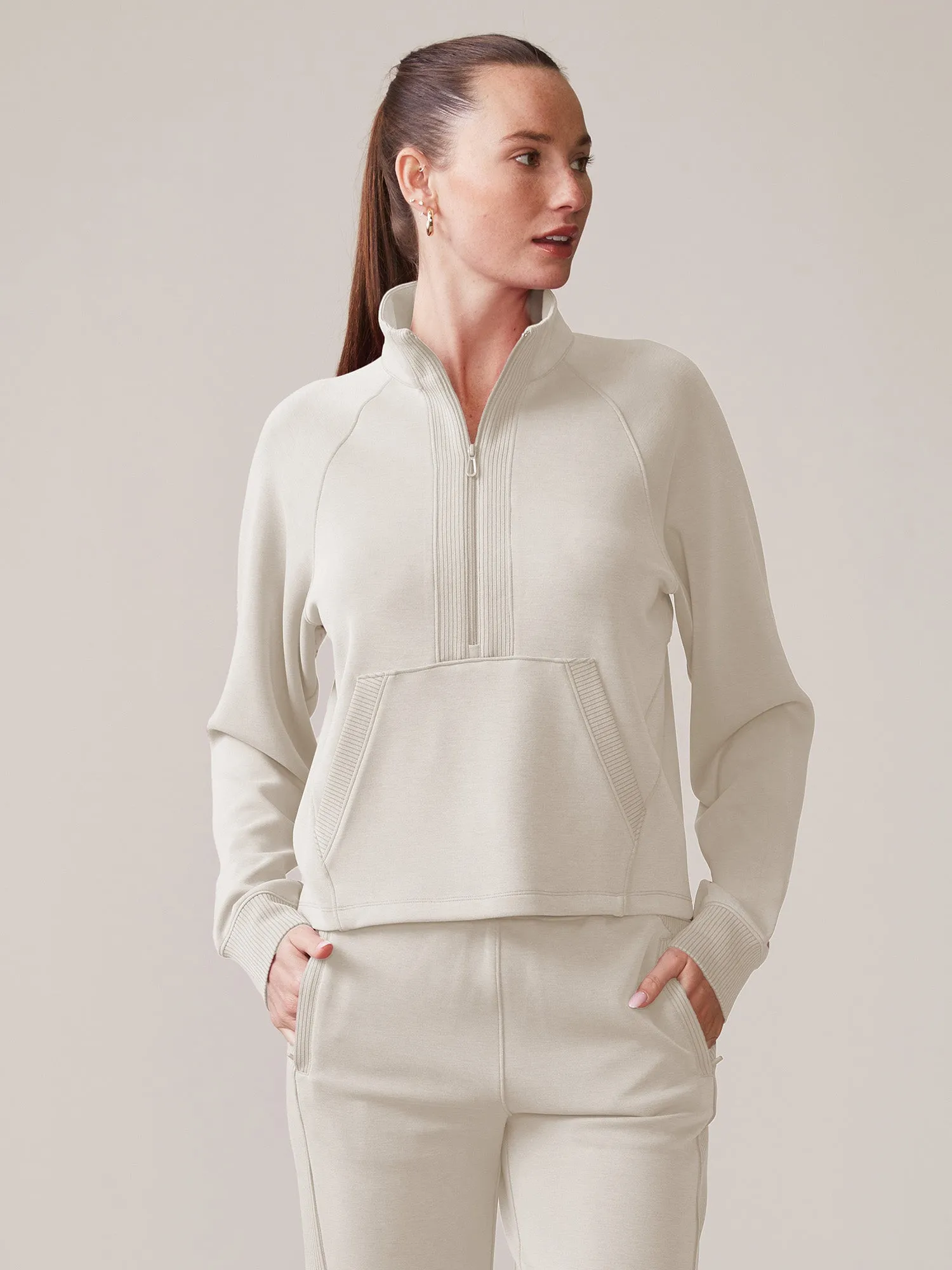 Ultraluxe Rib Mix 1/2 Zip sold by Thrive Societe