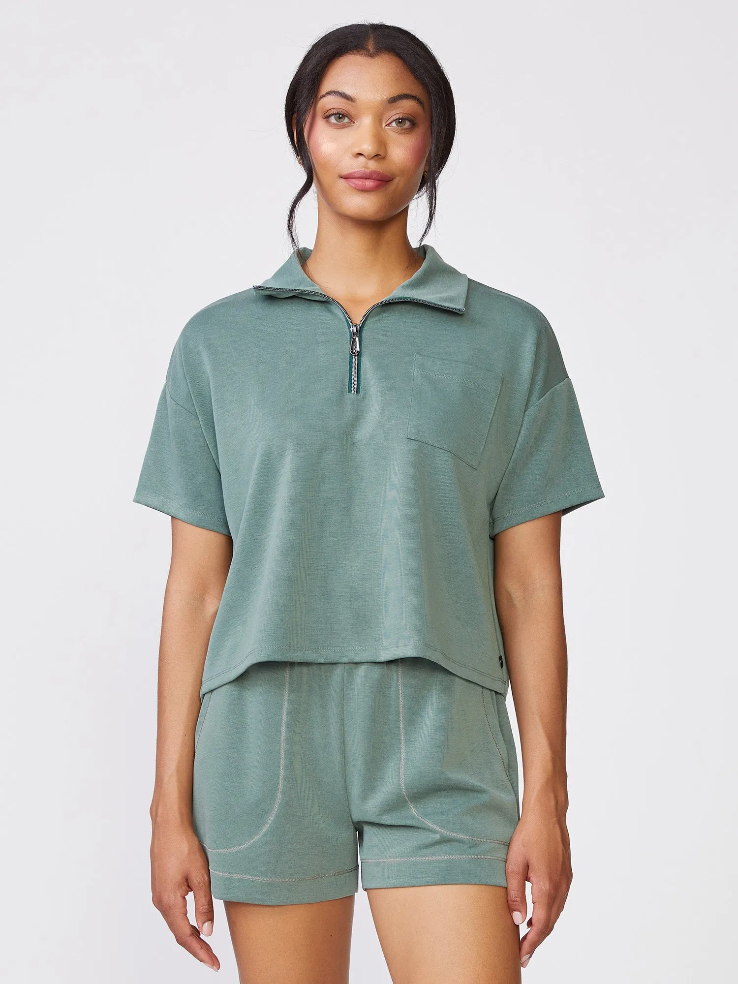 Luxe Twill Pocket Top sold by Thrive Societe